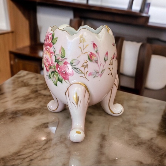 Beautiful vintage footed cracked egg vase - Picture 6 of 8